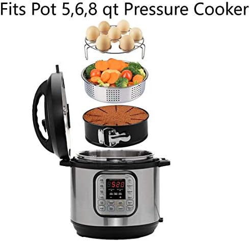 Steamer Basket, Egg Rack Holder, 7" Non-stick Springform Cake Pan, 50 Pcs Cake Paper for Instant Pot Accessories, Vegetable Food Steamer Rack. Fit Pot 5,6,8 qt Pressure