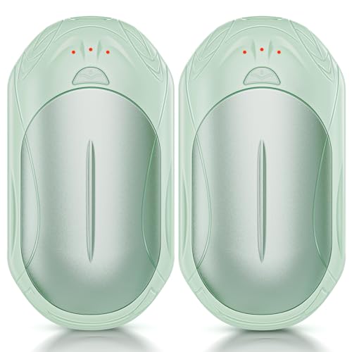AI Hand Warmers Rechargeable 2 Pack, 6000mAh Electric Hand Warmers, AI Smart Chips 20Hrs Long Safe Heat, Portable Pocket Heater, Gifts for Christmas, Outdoor, Golf, Hunting, Camping Accessories -Green