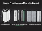 JOYMOOP Mop and Bucket with Wringer Set, White Flat Squeeze Set for Floor Cleaning, Wet Dry Walls, Wall Cleaner Long Handle, Hardwood Mop-3 Microfiber Cloths