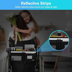 supregear Wheelchair Basket for Back, Large Capacity Wheelchair Backpack Organizer Bag with Multiple Pockets and Cup Holder Wheelchair Accessories Waterproof Storage Bag for Seniors, Black
