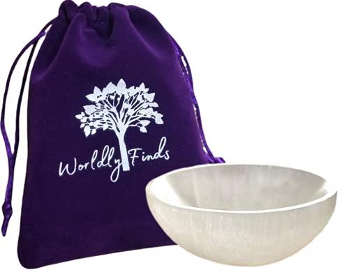 Selenite Crystal Smudge Bowl, 4 Sizes, Hand-Carved, Moroccan Crystal Holder to Charge, Cleanse Crystals, Charging Selenite Bowl, Spiritual Gifts, Wicca Supplies (3" Medium)