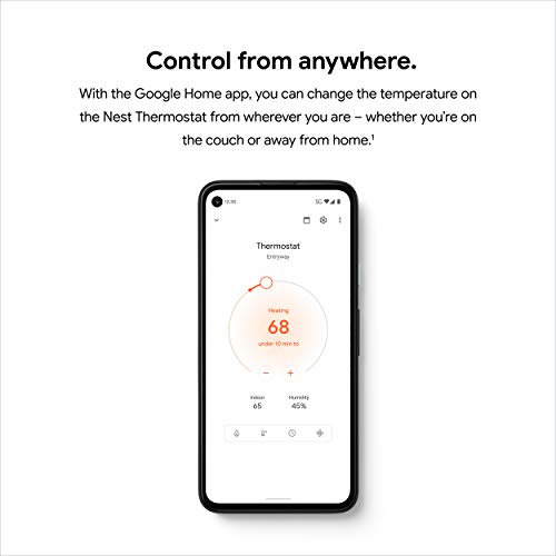 Google Nest Thermostat - Smart Thermostat for Home - Programmable Wifi Thermostat - Snow,1.07"D x 3.31"W x 3.31"H