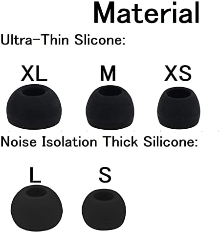 Ear Tips Compatible with Anker Soundcore P2 / P3, Silicone Ear Buds Ear Cap Ear Plug Eartips Replacement for Soundcore Life P3 / Soundcore Life P2, XS/S/M/L/XL 5 Size 5 Pairs, Black