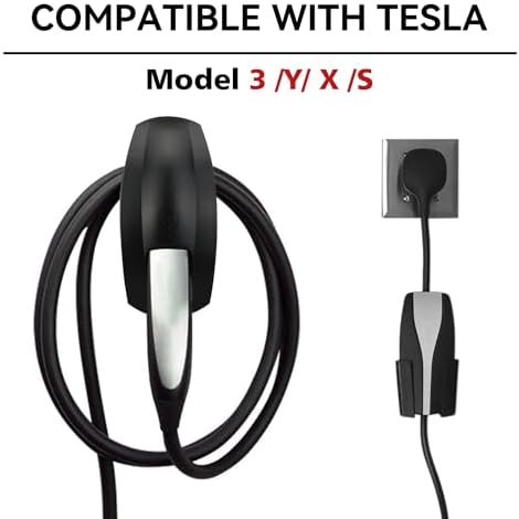 SEVEN SPARTA Charging Cable Holder with Chassis Bracket Compatible with Tesla Model 3 Model Y Model X Model S Charger Cable Organizer Car Accessories Wall Connector, Patent Approved (Black)