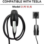 SEVEN SPARTA Charging Cable Holder with Chassis Bracket Compatible with Tesla Model 3 Model Y Model X Model S Charger Cable Organizer Car Accessories Wall Connector, Patent Approved (Black)