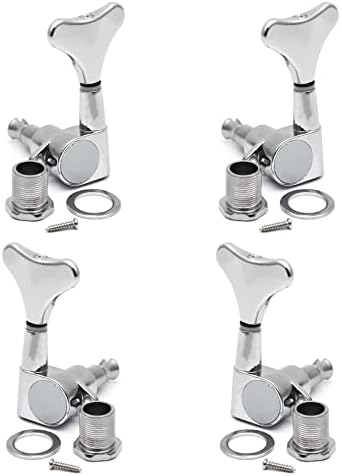 MAXCHEER Guitar Bass Tuners (2 Left + 2 Right) Bass Guitar Tuning Keys,1:19 Ratio Headstock Sealed Machine Head Replacement for Electric Jazz Bass or Precision Instruments,chrome