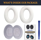SoloWIT Replacement Earpads Cushions for Bose QuietComfort 35 (QC35) & Quiet Comfort 35 II (QC35 ii) Headphones, Ear Pads with Softer Leather, Noise Isolation Foam, Added Thickness (White)