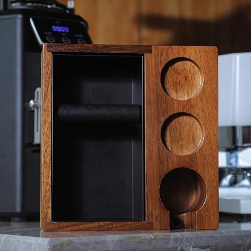 Espresso Knock Box With 54mm Tamping Station For Breville Espresso Accessories Adjustable Portafilter Height, Detachable Coffee Dump Bin