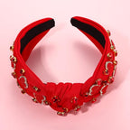 YAHPERN Valentine’s Day Headband for Women Red Pink Heart Knotted Headband Jeweled Rhinestone Crystal Wide Top Knot Hairband Valentine’s Day Hair Accessories Holiday Gifts (Red)