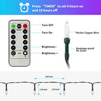Green Convenience Christmas Lights 33ft 100 LED Battery String Lights with Timer Memory Function USB or Battery Powered Waterproof String Lights for Indoor Outdoor Decoration (Warm White)