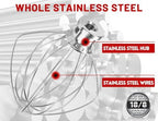 Stainless Steel Whisk Attachment Fits KitchenAid, 6 Wire Whip for 4.5 5 Quart KitchenAid Tilt-Head Stand Mixer，K45WW Kitchen Aid Accessories and Attachments Replacement Parts, Dishwasher Safe
