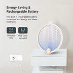Aspectek Upgraded 3000V Electric Fly Swatter for Indoor and Outdoor, Portable, Foldable, Rechargeable with Improved Battery Life, USB Charging Cable(2 Pack)