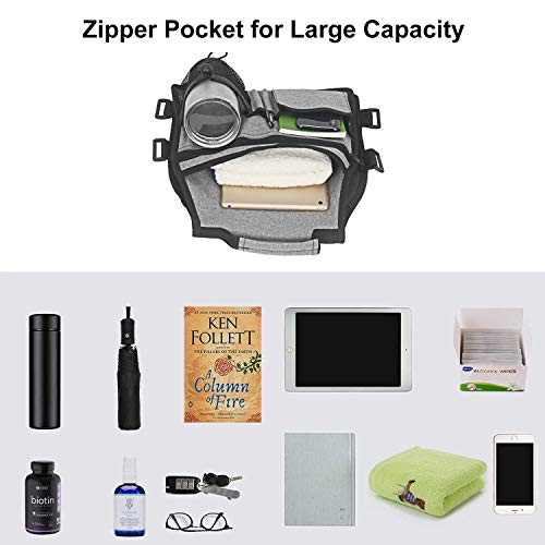 Side Walker Bags,Walker Organizer Pounch for Rollator and Folding Walkers,Walker Side Accessories for Elderly, Seniors, Handicap, Disabled (Double Sided) (Grey)