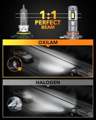 OXILAM Newest 9012 Bulb, 30000 Lumens 800% Brighter, 6500K White Hir2 Halogen Replacement, 60000 Hours Lifespan, IP68, Plug and Play, Pack of 2