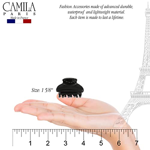 Camila Paris CP3554 French Hair Clip for Women, Small, Black 1.5 Inch Girls Hair Claw Clips Jaw Fashion Durable Styling Hair Accessories for Women, Strong Hold No Slip Grip, Made in France