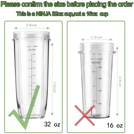 Replacement Part for Nutri Ninja Blender 2-Pack 32oz Replacement Cups Compatible with Nutri Ninja Auto-iQ Series Blenders