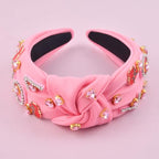 Valentine's Day Headbands for Women Love Letter Rhinestone Pink Headband Pink Jeweled Gem Crystal Knotted Headbands Valentines Hair Accessories Gifts(Letter Love Pink)