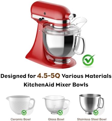 COFUN Pouring Shield for KitchenAid 4.5-5 Q Tilt-Head Stand Mixers, Fit Splash Guard for KitchenAid Mixer Bowl(Stainless Steel, Glass, Ceramic)- For Kitchen Aid Accessories and Attachments