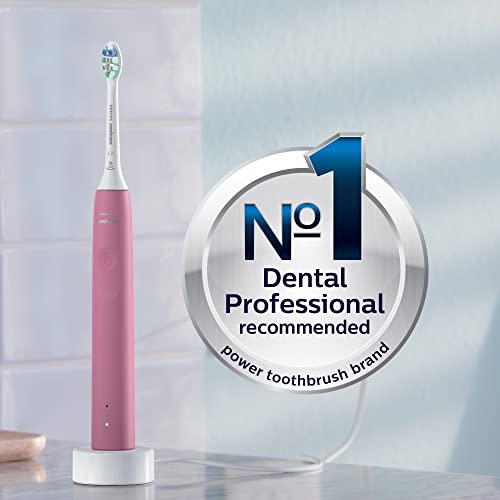 Philips Sonicare 4100 Electric Rechargeable Power Toothbrush, Pink, with Genuine Philips Sonicare Optimal Plaque Control Replacement Toothbrush Heads, White, 3 Pack