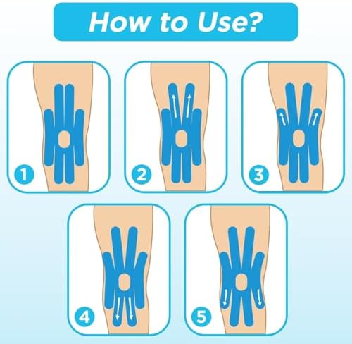 OK TAPE One-Structure K-Tape Patches | Precut for Knee Kinesiology Tape | Pain Relief and Accessories | 10 Pcs and Blue