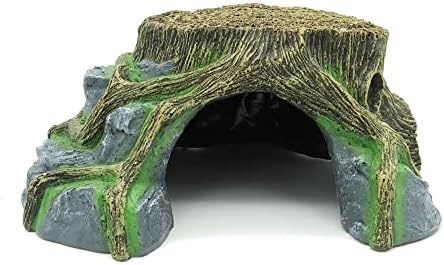 JIHAQUA Resin Large Turtle Tank Accessories Reptile Hideouts Cave Habitat Decor for Gecko Leopard Lizards Toad