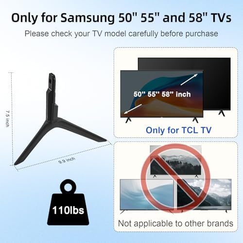 Tv Legs Stand for Samsung - Tv Mount,Tv Stand Base,Tv Legs Replacement, Applies to UN50TU7000FXZA UN50TU700DFXZA UN55TU7000FXZA UN55TU700DFXZA UN55TU8000FXZA UN58TU7000FXZA Models