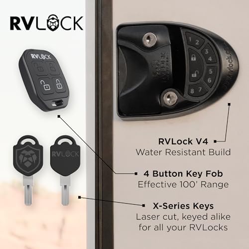 RVLOCK V4 RV Door Lock Keyless Entry Keypad, Durable Camper Door Latch, and Premium RV Lock Replacement with Patented Security Technology