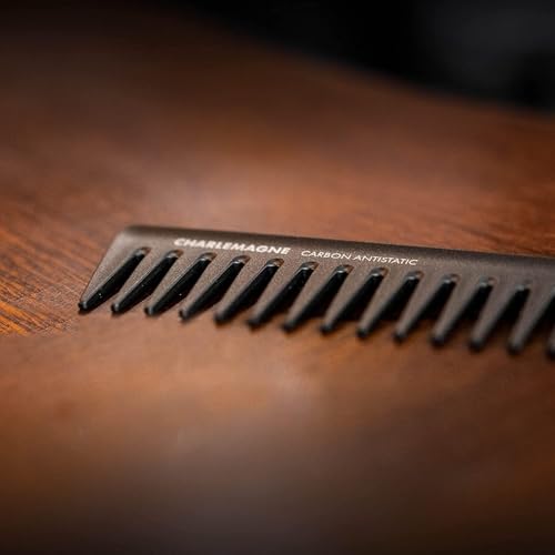 Charlemagne Men's Carbon Comb - Shatterproof Styling Comb for Hair & Beard - Tools & Appliances - 19cm Coarse Teeth