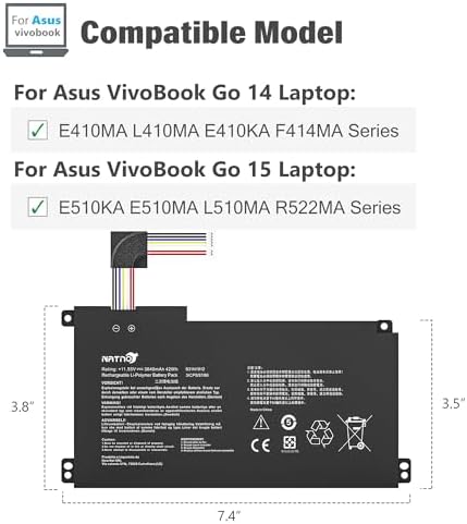 B31N1912 C31N1912 Laptop Battery Replacement for ASUS VivoBook 14 15 E410 E510 L410 L510 E410M E410MA L410MA E410KA E510M E510MA E510KA 11.55V 42Wh