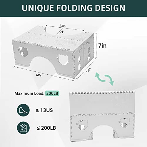 Foldable Toilet Stool, 7inches Healthy Bathroom Squatting Posture Poop Stool with Anti-Slip Feet, A Good Helper to Effective Relief of Constipation, Easy to Storage Toilet Squat Stool.