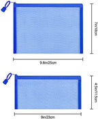 12 Pieces Zipper Nylon Mesh Pouch, Mesh Cosmetic Bags Makeup Bags Pencil Case, Multipurpose Travel Bags for Cosmetic School Office Supplies and Travel Accessories (Blue, A5) (WB06)