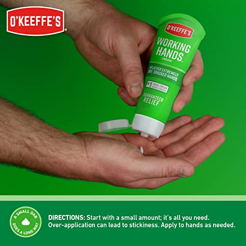 O'Keeffe's Working Hands Hand Cream, Relieves and Repairs Extremely Dry Hands, 3 oz Tube, (Pack of 2)