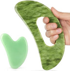 Jade Stone Gua Sha Massage Tool Set Larger Guasha Board with Handle Muscle Scraping Massage Tools Facial Anti Cellulite Spa Acupuncture Tools for Back Neck Face Leg Massage, Lymphatic Drainage