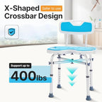 HEAO Heavy Duty Shower Chair with Back 500lb, Padded Bath Chair Seat with Extra Replacement Tips, Anti-Slip Tool-Free Shower Bench Bathtub Stool for Elderly, Senior, Handicap