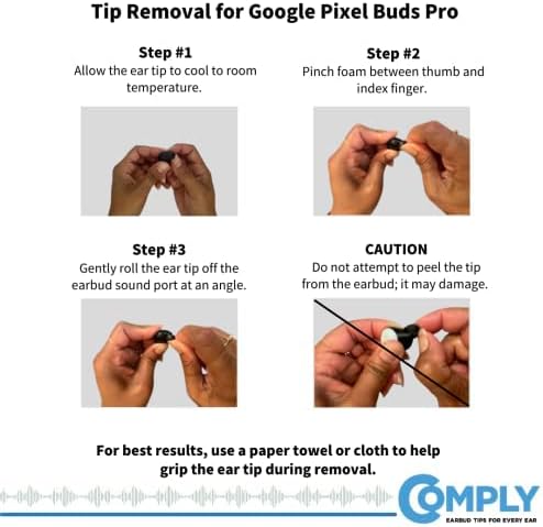 Comply Memory Foam Replacement Earbud Tips Designed for Google Pixel Buds Pro (1st Gen) | Ultimate Comfort, Secure Fit, Superior Noise Isolation | Black, Medium (3 Pairs)