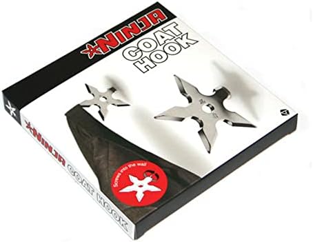 Ninja Coat Hooks 2 Pack, Darts Star Wall Mounted Hooks, Stainless Steel Clothes Hats Hanger Holder (Steel Ninja)