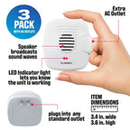 Bell and Howell Ultrasonic Pest Repellers with Extra Outlet - 3 Pack