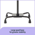 Medline Aluminum Quad Cane with Large Base for Balance, Knee Injuries, Leg Surgery Recovery & Mobility, Portable, Lightweight Walking Aid for Seniors & Adults