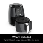 Ninja Air Fryer, Roast, Bake, Air Fry, Roast, Broil, Reheats, & Dehydrates, 4-in-1, Fries, Frozen Food, Veggies, and Juicy Meat, Less Oil, Easy Meals, Healthy Meals, Compact, 4 QT, Grey, AF101