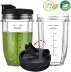[Upgraded] Replacement 18oz Nutri Ninja Blender Cup with Sip & Seal Lid For Auto-IQ BL480, BL482, BL490, BL640, BL642, & BL680 Auto IQ Series Blenders., 2 Pack