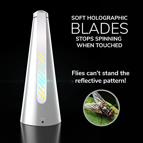 MODERN LYFE Fly Fan for Tables - USB or AA Battery Powered - Fly Repellent for Outdoor Dining Or Food at Parties, Restaurants, Outdoor Table, Fly Swatter, Keep Flies Away (Light Grey - 2 Pack)