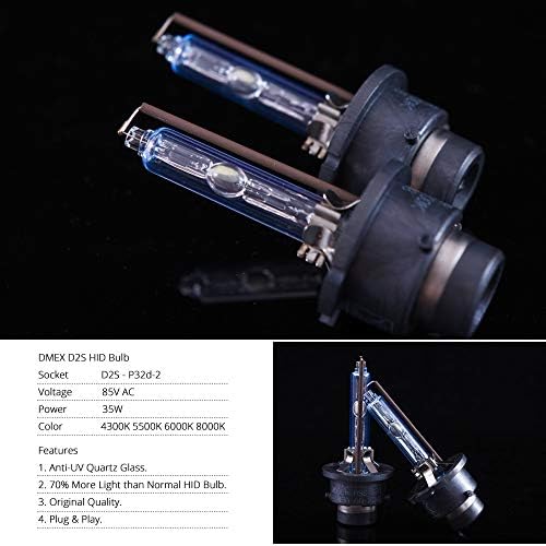 DMEX D2S - 35W - 8000K White Blue Xenon Headlight HID Bulbs 85122 66240 66040 66240CBI Replacement - Pack of 2(Not fit Halogen Headlight Assembly)