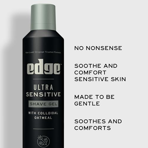 Edge Shaving Gel for Men, Ultra Sensitive with Colloidal Oatmeal, (6 Pack) - Shave Gel For Men That Moisturizes, Protects and Soothes To Help Reduce Skin Irritation