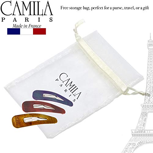 Camila Paris CP2933 French Hair Barrettes Clips, Snap Hair Slides Clic Clac for Women, Styling Girls Side Slide-in Metal Snap Pin Hair Accessories for Women. Strong Hold, No Slip Grip, Made in France