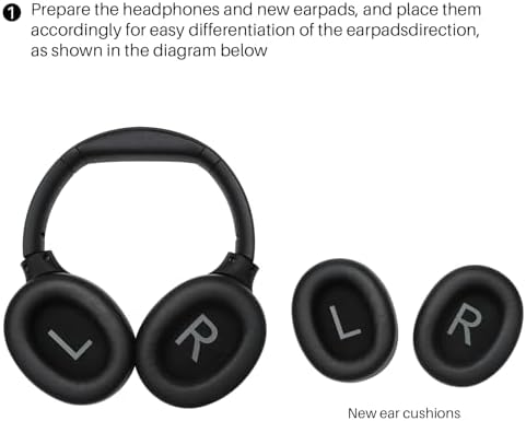 TOZO HT2 Hybrid Active Noise Cancelling Headphones, Wireless Over Ear Bluetooth Headphones, HT2 Replacement Ear Pads Black