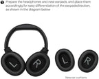 TOZO HT2 Hybrid Active Noise Cancelling Headphones, Wireless Over Ear Bluetooth Headphones, HT2 Replacement Ear Pads Black