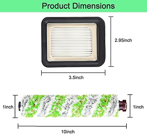 6 Pack Replacement Parts for bissell CrossWave Pet Pro 2306A & CrossWave 1785 Series 3888A Vacuum Cleaner, 3 Pack 2460 Brush Rolls,3 Pack 1866 Filters,Compare to Part 1613568&161-3568,1608684