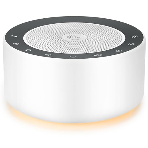 White Noise Machine with 30 High Fidelity Soundtracks, 7 Colors Night Lights, Full Touch Metal Grille and Buttons, Timer and Memory Features, Plug in, Sound Machine for Baby, Adults