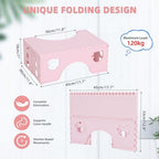 7inches Foldable Toilet Stool (Pink), Healthy Bathroom Squatting Posture Poop Stool with Anti-Slip Feet, A Good Helper to Effective Relief of Constipation, Easy to Storage Toilet Squat Stool