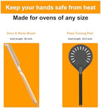 Pizza Oven Accessories Kit w/Pizza Oven Brush & Stone Scraper, 8 inch Pizza Turning Peel - Tools & Supplies Set - Compatible with Outdoor Ooni, Gozney, Ninja, Solo Ovens